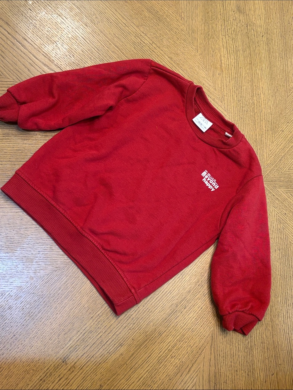Zara Red Crewneck Sweatshirt with Small White Logo